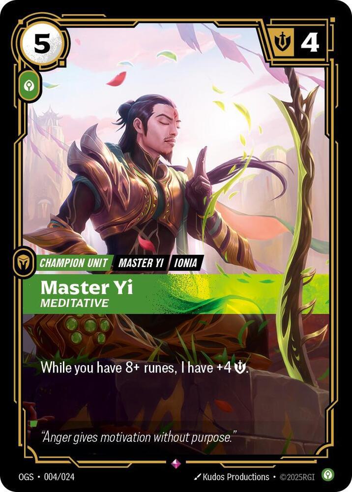 Master Yi - Meditative - 004/024 [Origins: Proving Grounds] [Non-Foil]