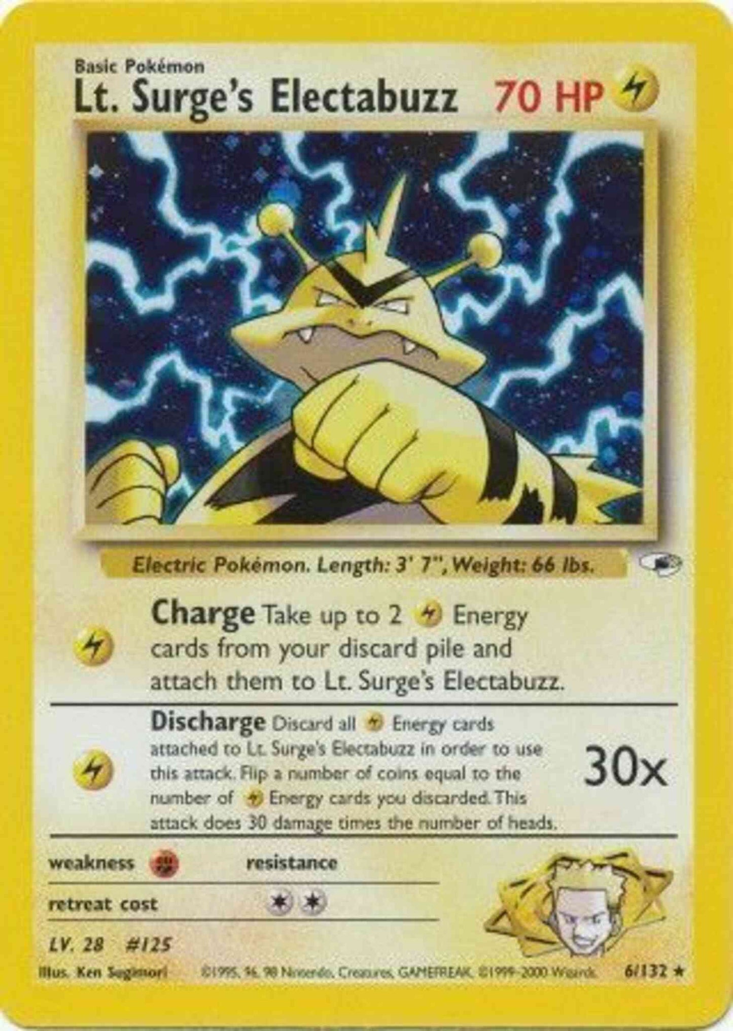 Lt. Surge's Electabuzz - 6/132 - Rare - Unlimited [gym1U-6] [Holo]