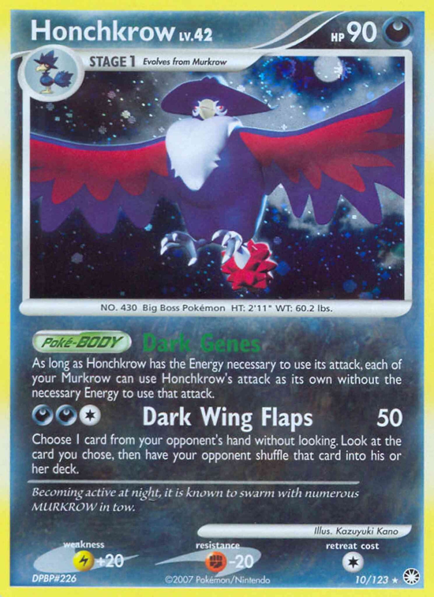 Honchkrow - 10/123 - Rare Holo [dp2-10] [Reverse Holo]