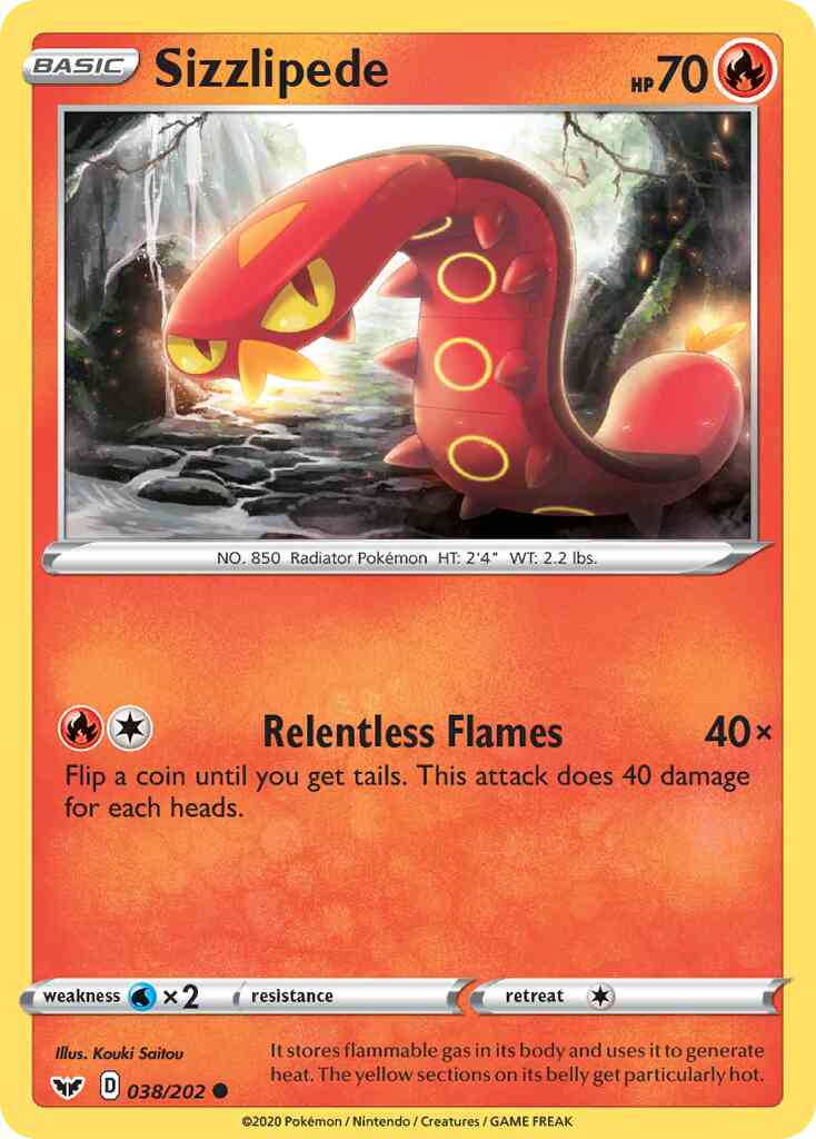 Sizzlipede - 038/202 - Common [swsh1-038] [Reverse Holo]