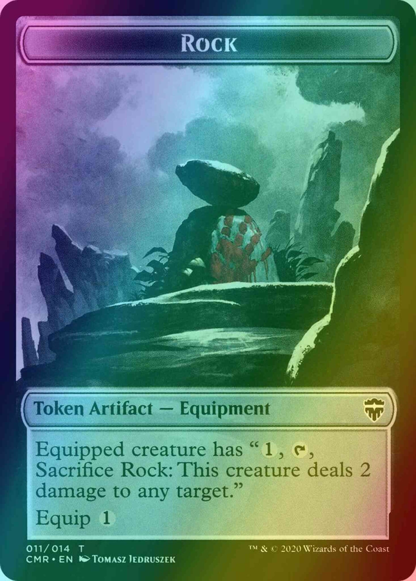 Rock Token (11) // Salamander Warrior Token (04) [Commander Legends Tokens] [Foil]