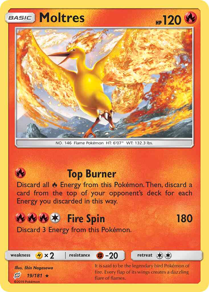 Moltres - 19/181 - Rare Holo [sm9-19] [Reverse Holo]