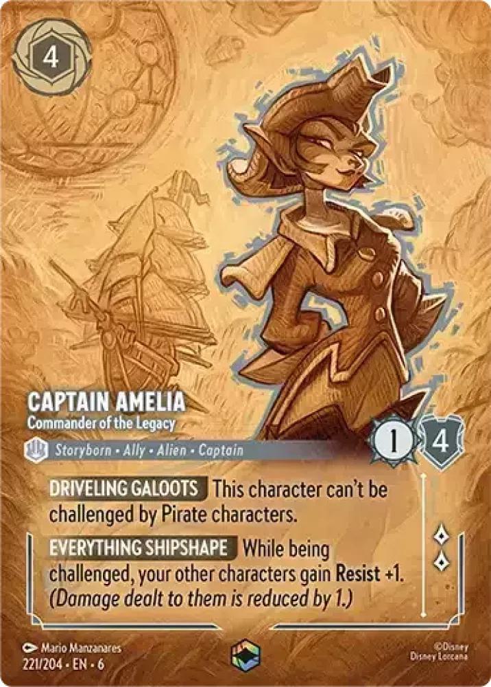 Captain Amelia - Commander of the Legacy (Enchanted) - 221/204 [Azurite Sea] [Holofoil]