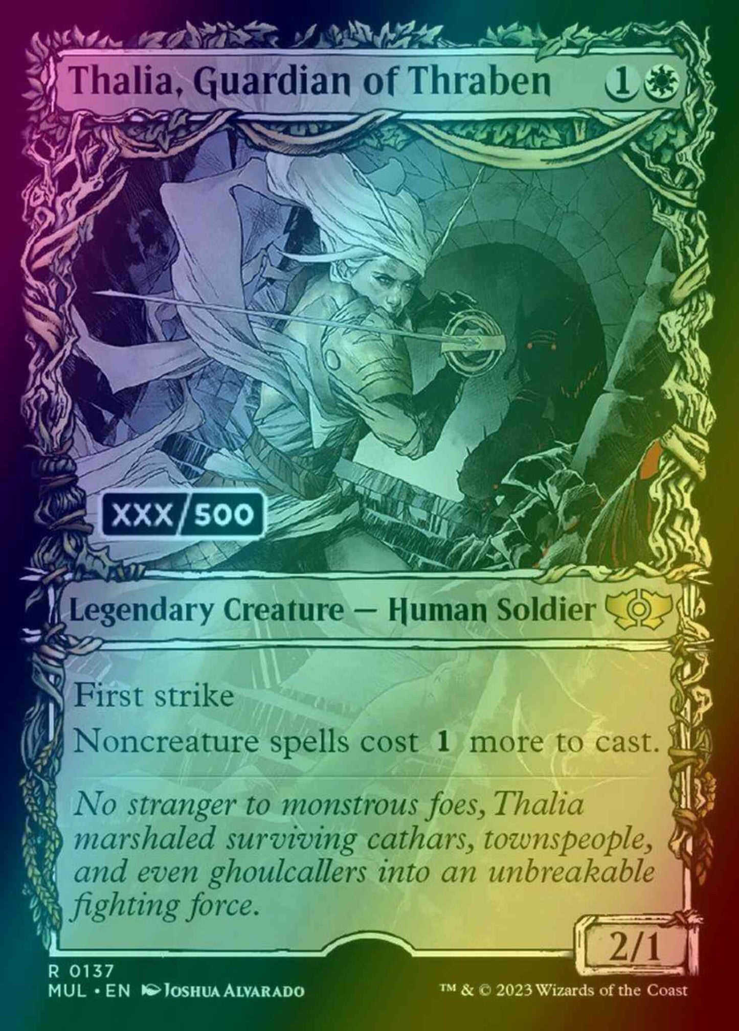 Thalia, Guardian of Thraben - Serial Numbered [137z] [Planar Showcase] [Multiverse Legends] [Foil]