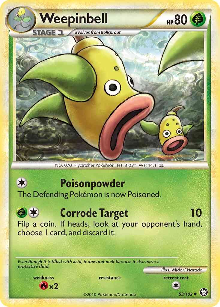 Weepinbell - 53/102 - Uncommon [hgss4-53] [Non-Holo]