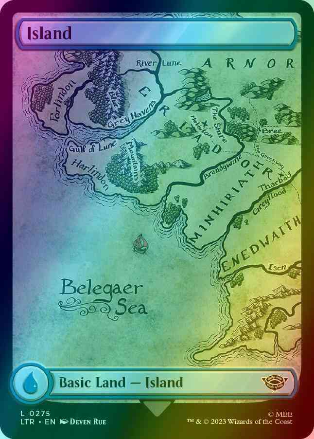 Island [275] [Full Art] [Map Lands] [The Lord of the Rings: Tales of Middle-earth] [Foil]