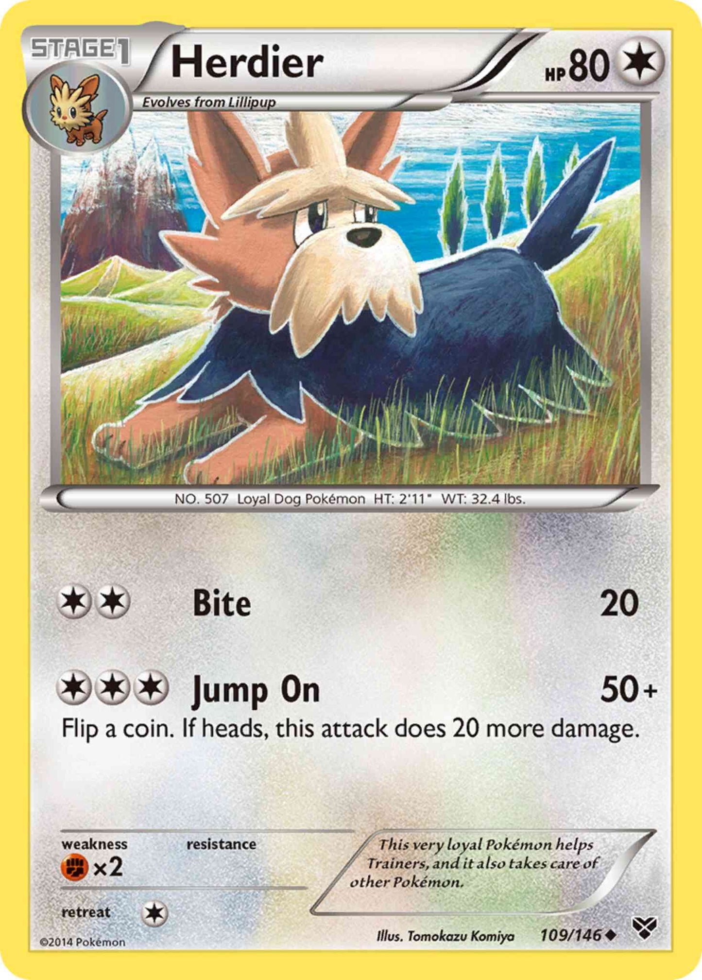 Herdier - 109/146 - Uncommon [xy1-109] [Reverse Holo]
