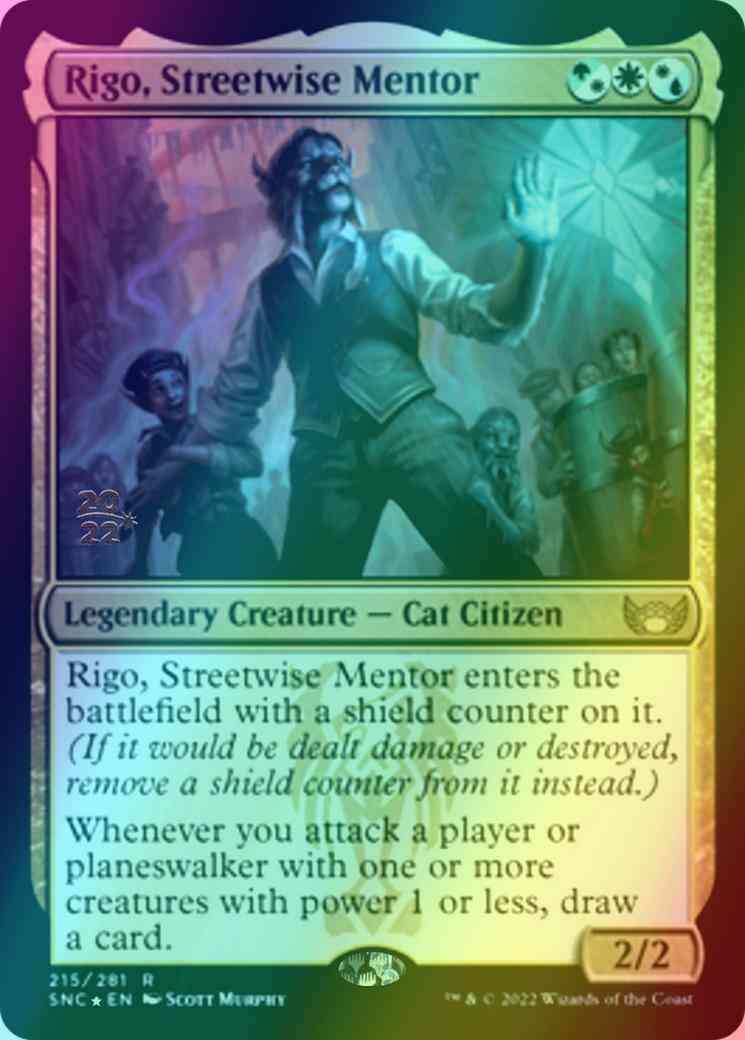 Rigo, Streetwise Mentor [Prerelease] [215s] [Streets of New Capenna: Promos] [Foil]