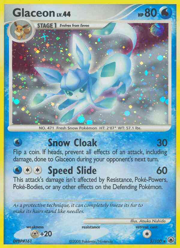 Glaceon - 5/100 - Rare Holo [dp5-5] [Reverse Holo]