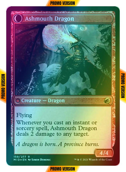 Smoldering Egg // Ashmouth Dragon [Prerelease] [159s] [Innistrad: Midnight Hunt Promos] [Foil]