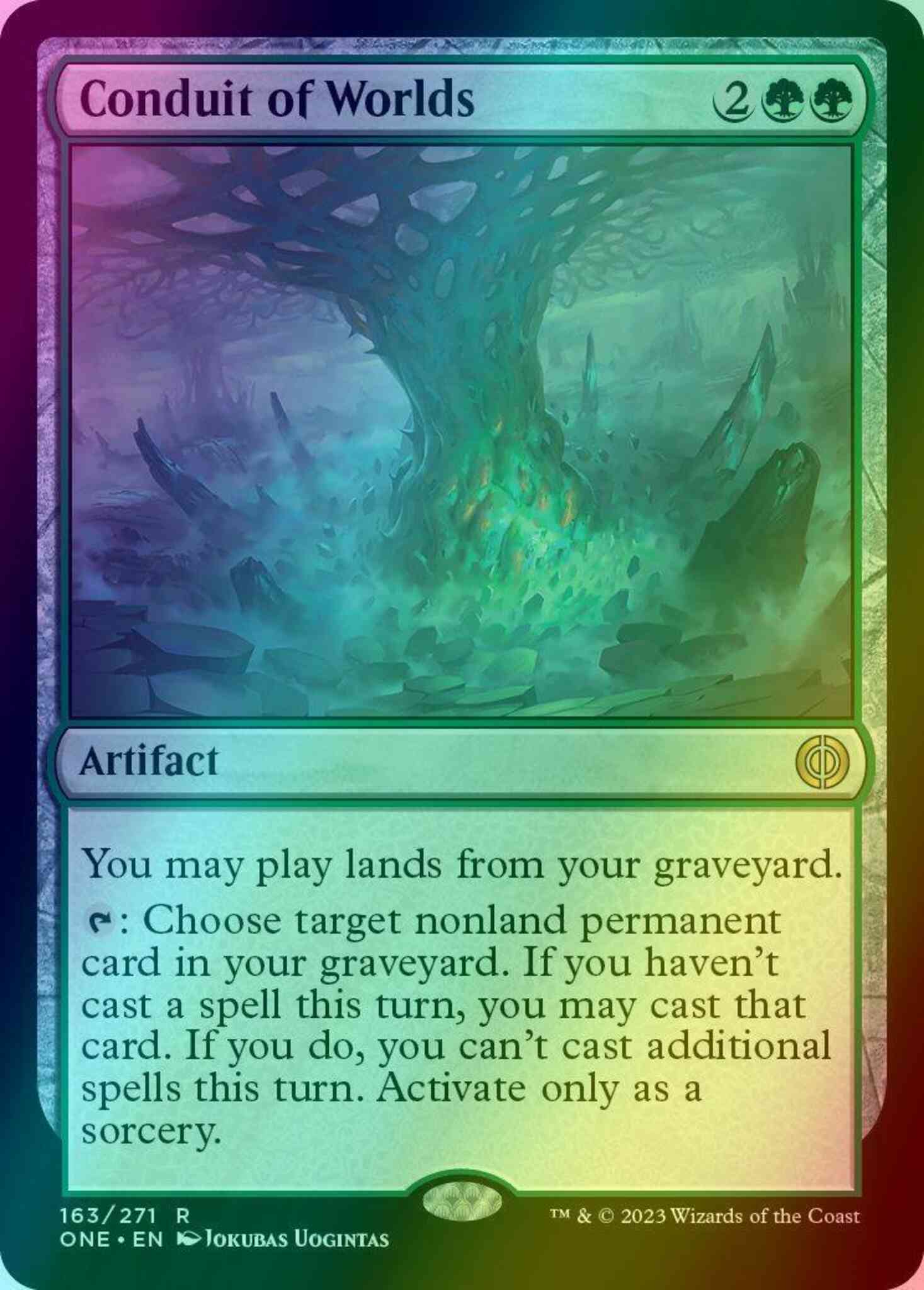 Conduit of Worlds [163] [Phyrexia: All Will Be One] [Foil] – Face