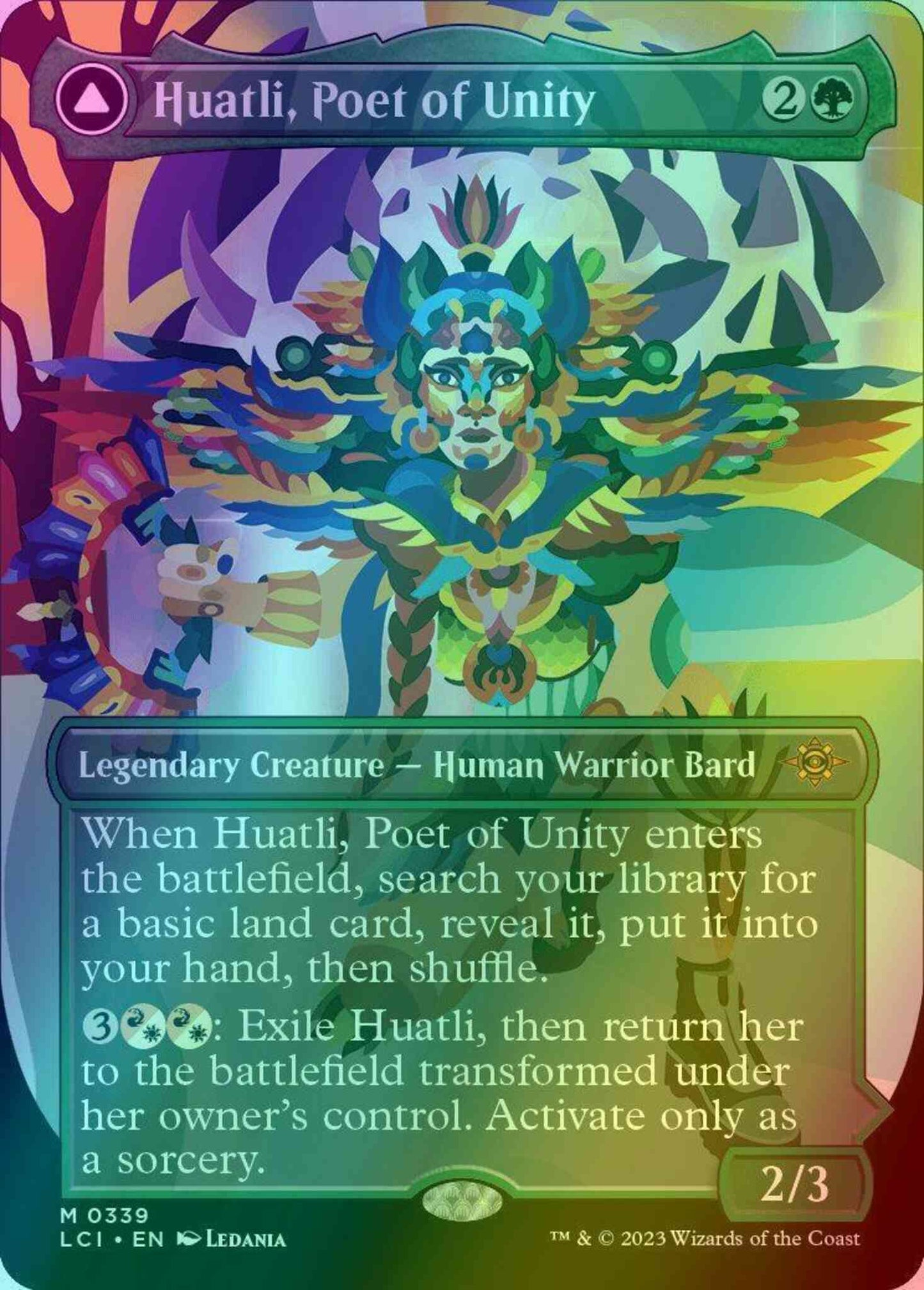 Huatli, Poet of Unity // Roar of the Fifth People [339] [Borderless] [The Lost Caverns of Ixalan] [Foil]