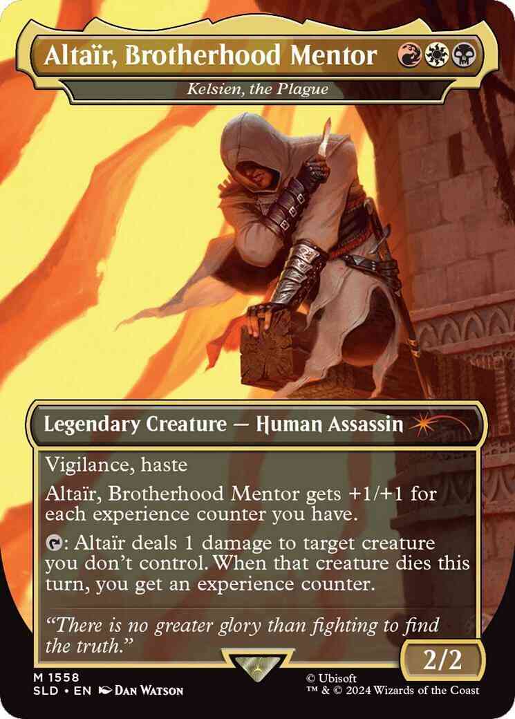 Altaïr, Brotherhood Mentor - Kelsien, the Plague [1558] [Borderless] [Lethal Legends] [Secret Lair Drop] [Non-Foil]