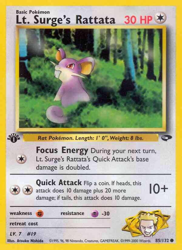 Lt. Surge's Rattata - 85/132 - Common - 1st Edition [gym2-85] [Non-Holo]