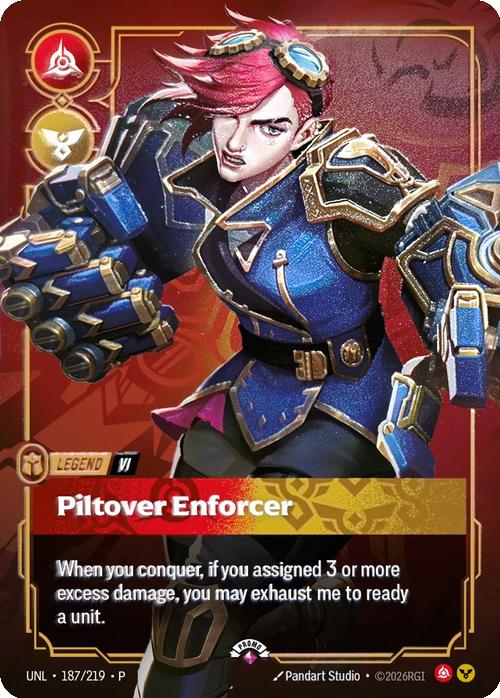 Piltover Enforcer (Vi) (Metal) (Prize Wall) - 187/219 [Riftbound Organized Play Promotional Cards] [Non-Foil]