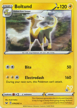 Boltund - 76/202 - Rare - Pikachu Stamp [ba02-PIK16] [Non-Holo]