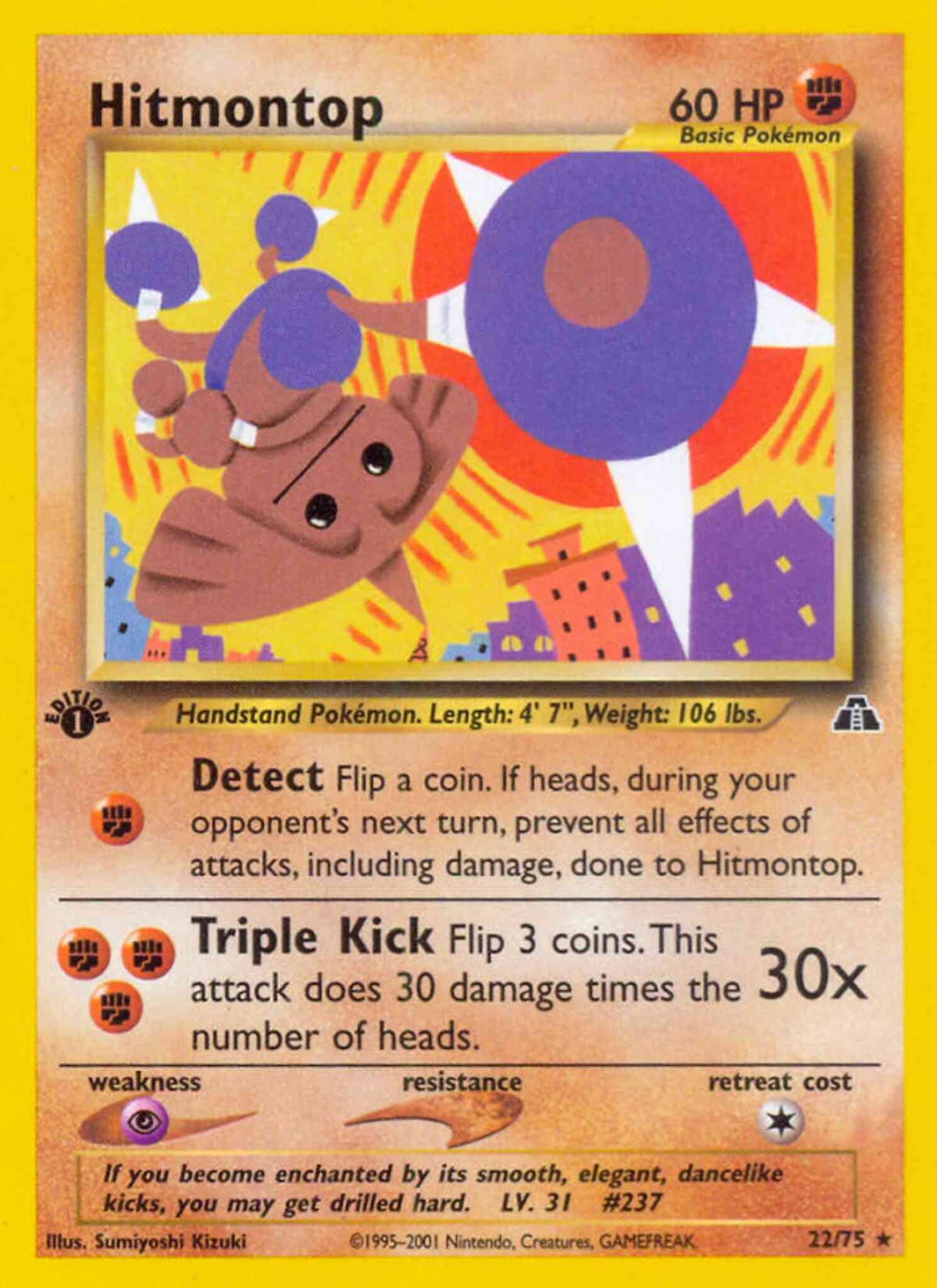 Hitmontop - 22/75 - Rare - 1st Edition [neo2-22] [Non-Holo]