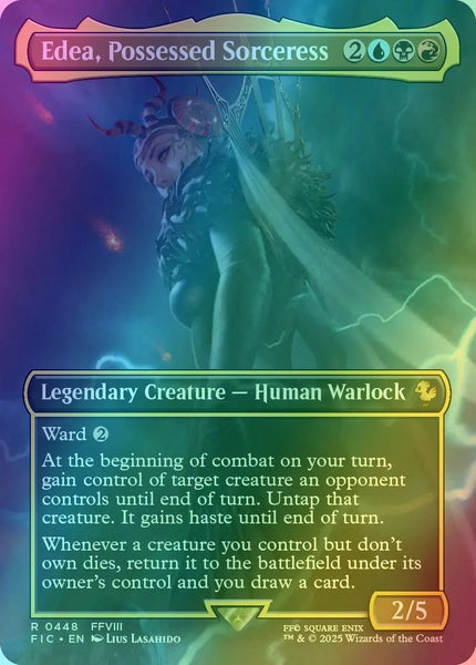 edea mtg card Edea, Possessed Sorceress [448] [Borderless] [Scene] [FINAL FANTASY: Commander] [Foil] – Face to Face Games Style:Masters of Evil Trading Card Game return it to the Pygmy Hippo - Visions