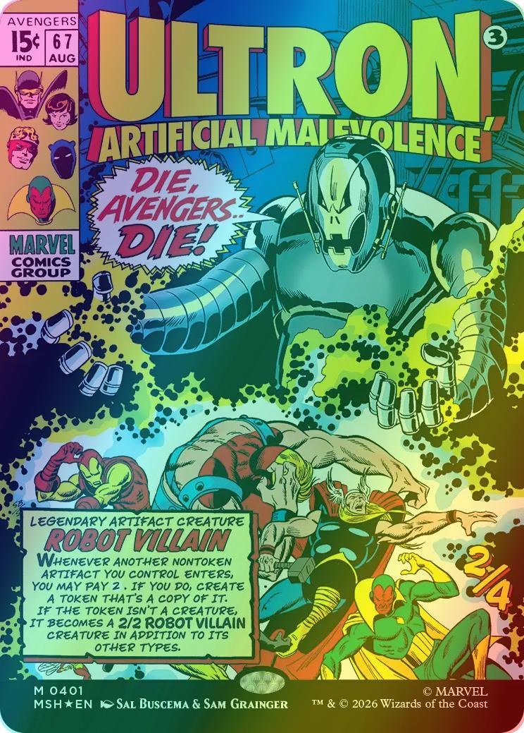 Ultron, Artificial Malevolence [401] [Borderless] [Classic Comic] [Marvel Super Heroes] [Foil]