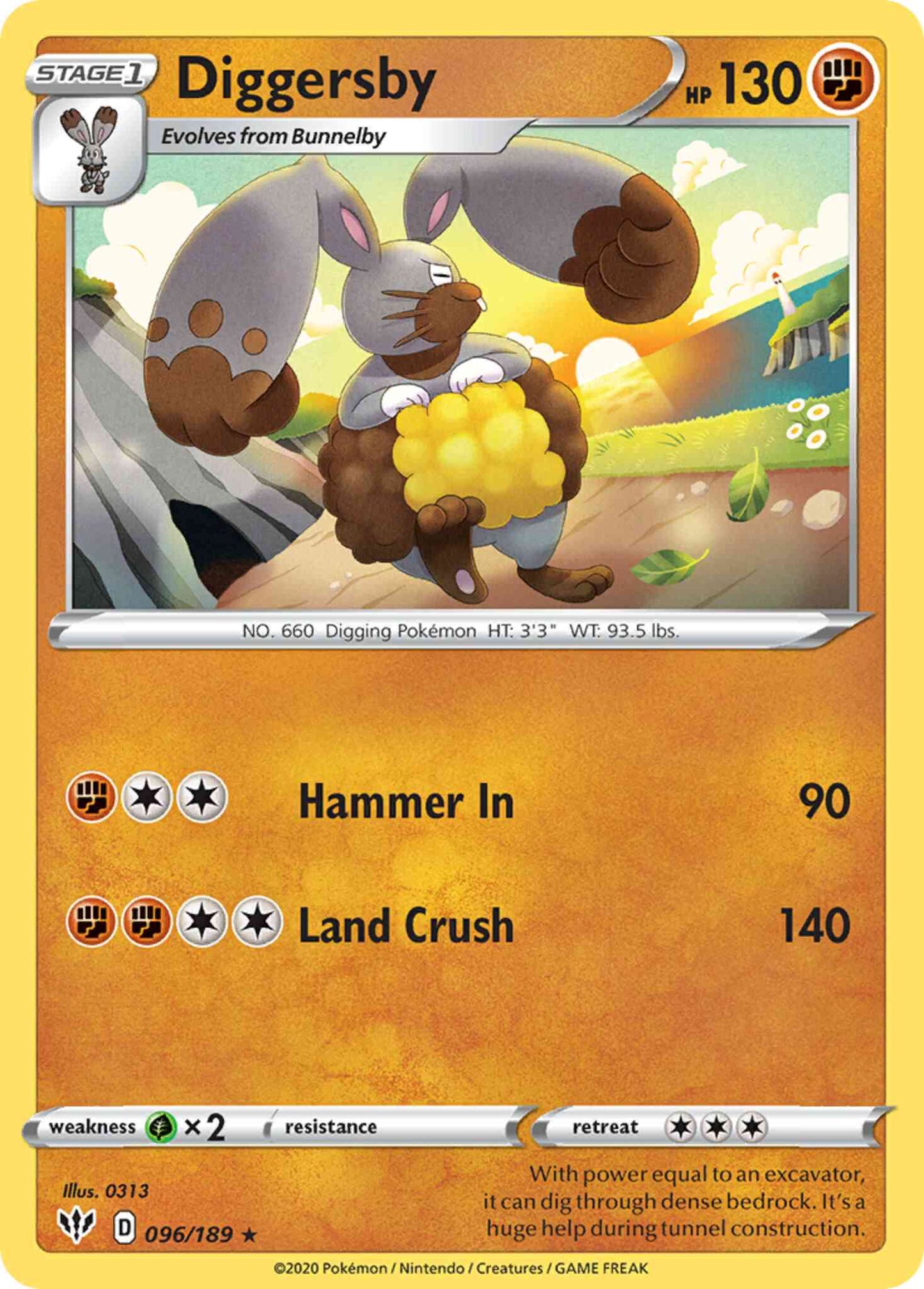 Diggersby - 096/189 - Rare [swsh3-096] [Non-Holo]