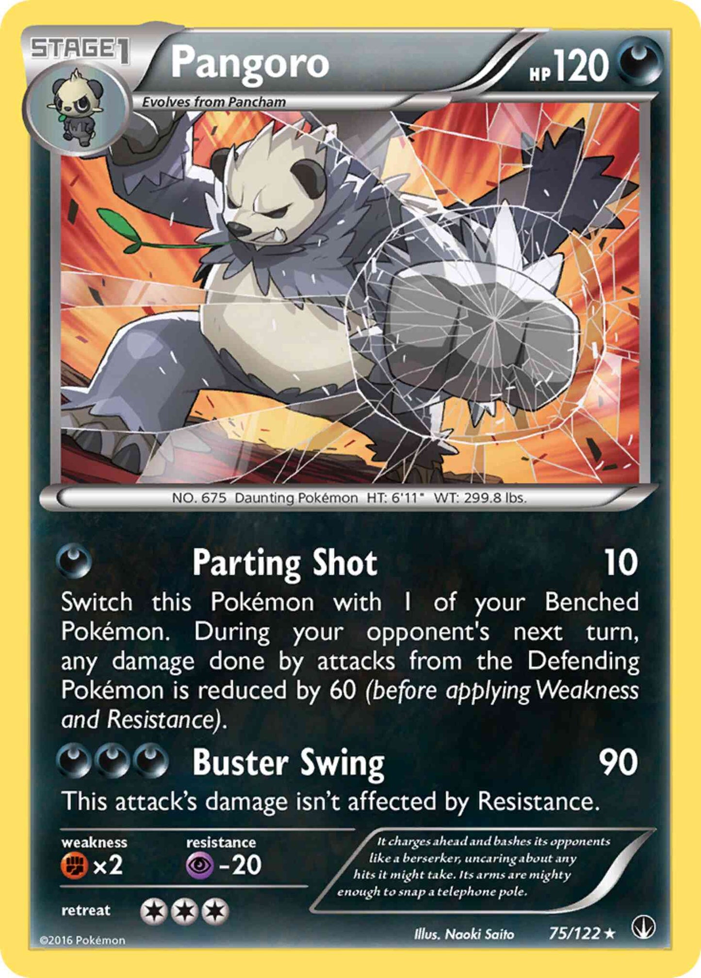 Pangoro - 75/122 - Rare [xy9-75] [Reverse Holo]
