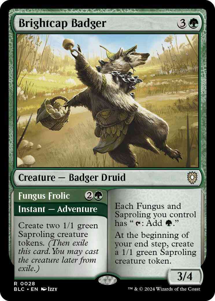 Brightcap Badger // Fungus Frolic [28] [Bloomburrow: Commander] [Non-Foil]