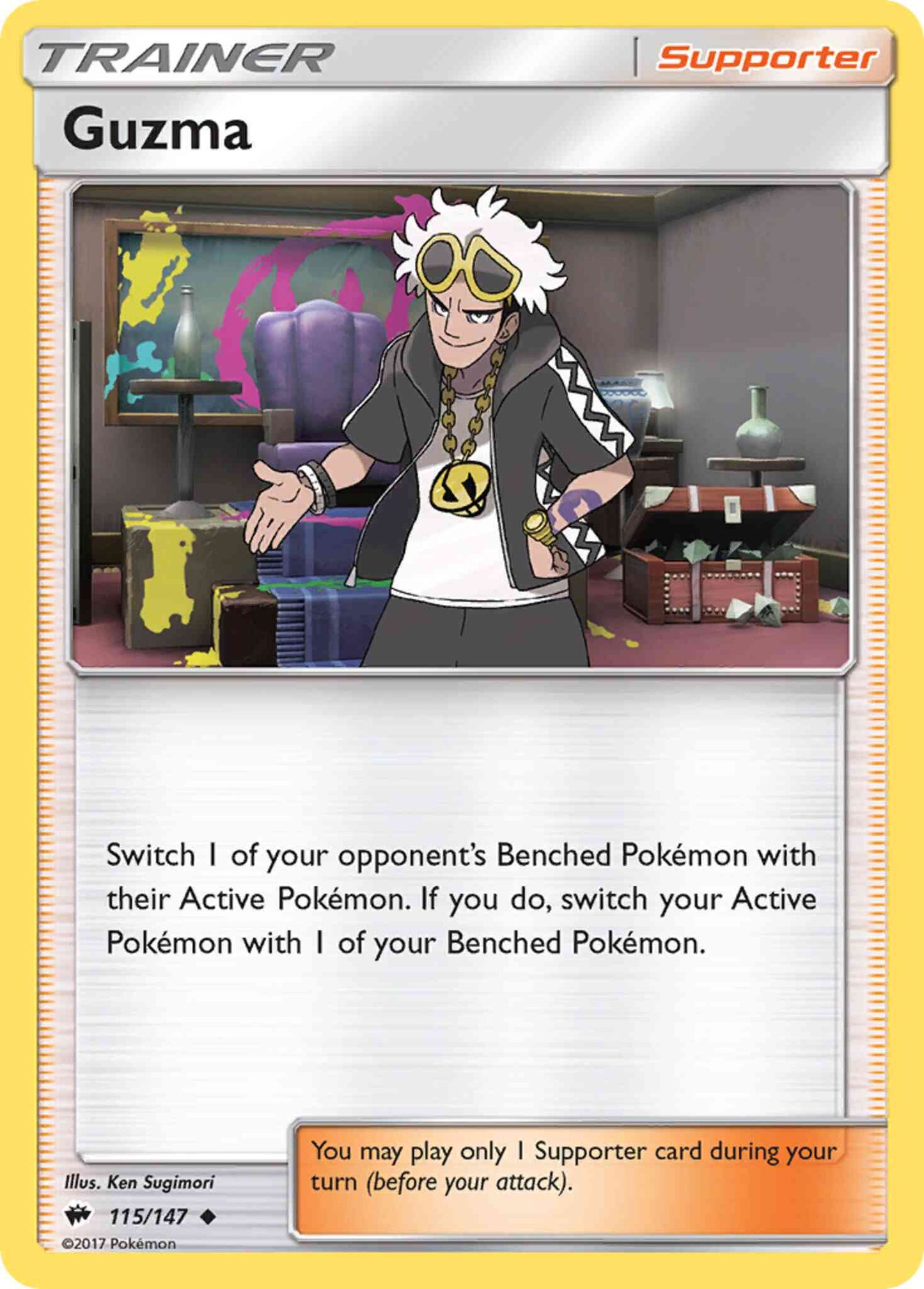 Guzma - 115/147 - Uncommon [sm3-115] [Reverse Holo]