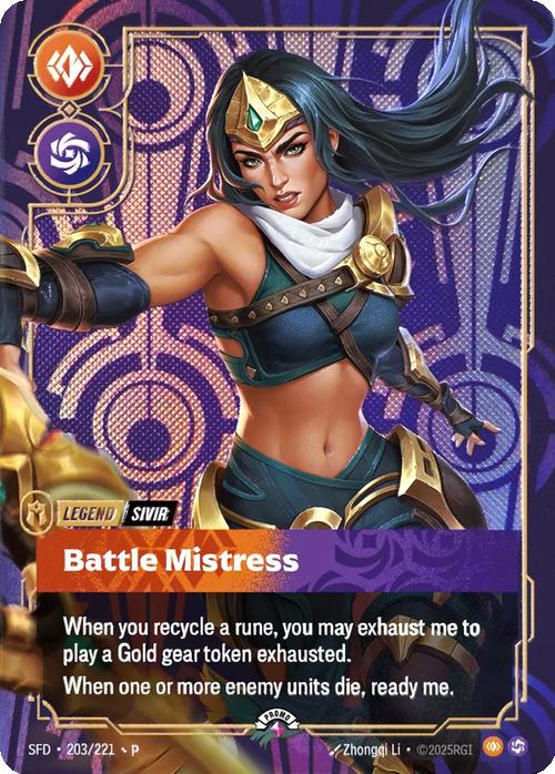 Battle Mistress (Sivir) (Metal) - 203/221 [Riftbound Organized Play Promotional Cards] [Foil]
