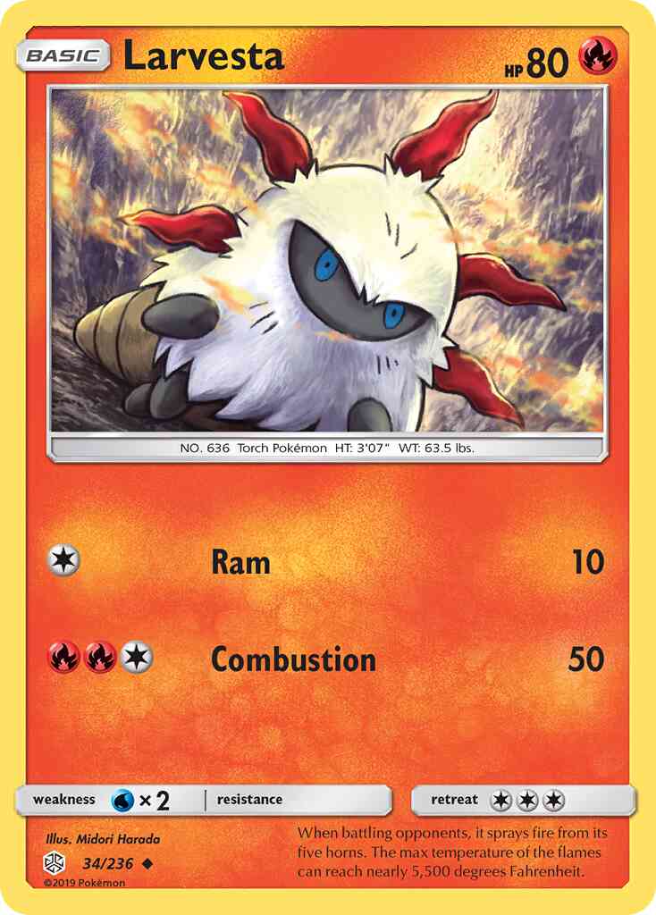 Larvesta - 34/236 - Uncommon [sm12-34] [Reverse Holo]