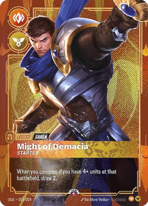 Might of Demacia (Garen) (Metal) - 023/024 [Riftbound Organized Play Promotional Cards] [Foil]