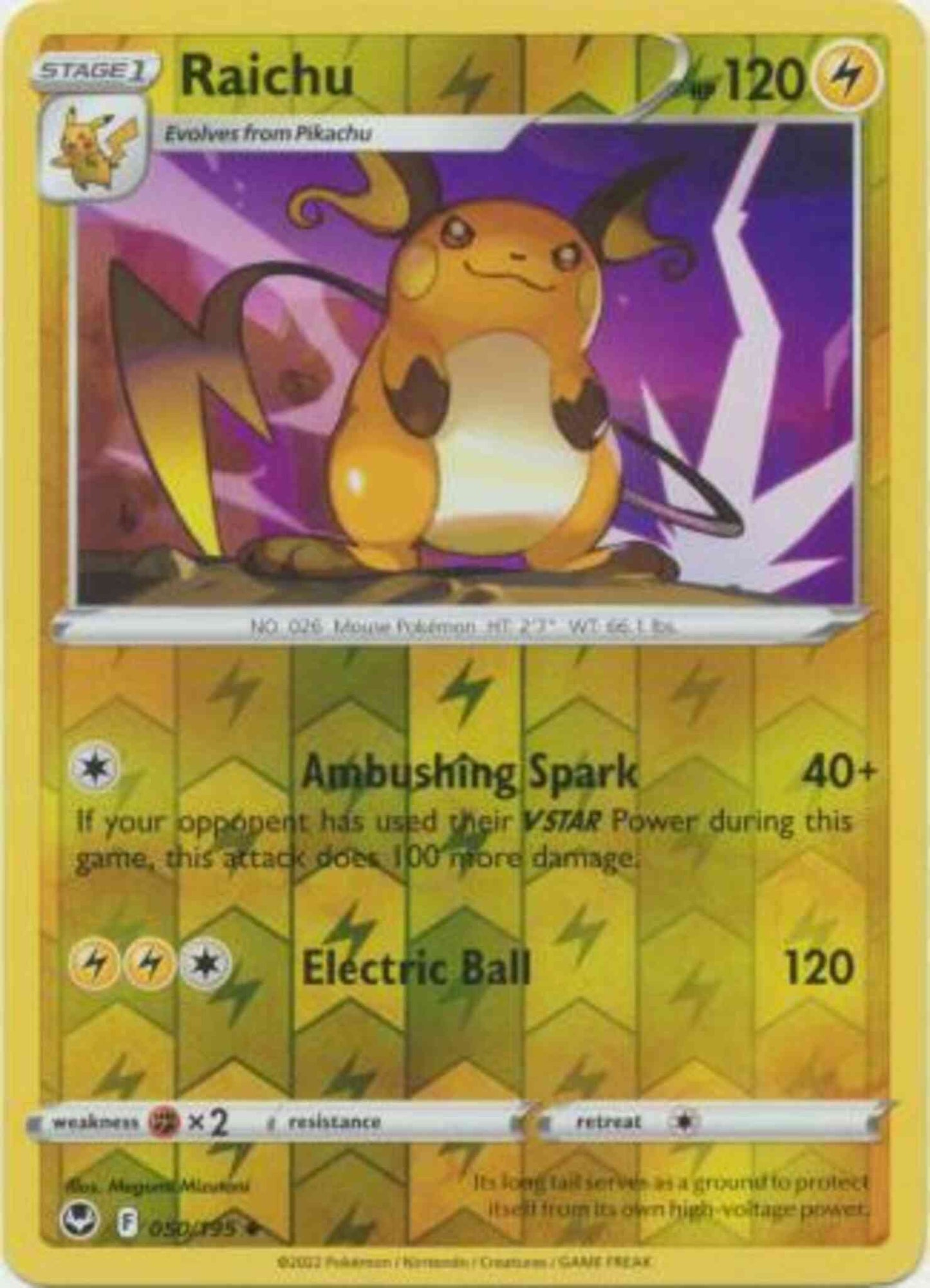 Raichu - 050/195 - Uncommon [swsh12-050] [Reverse Holo]