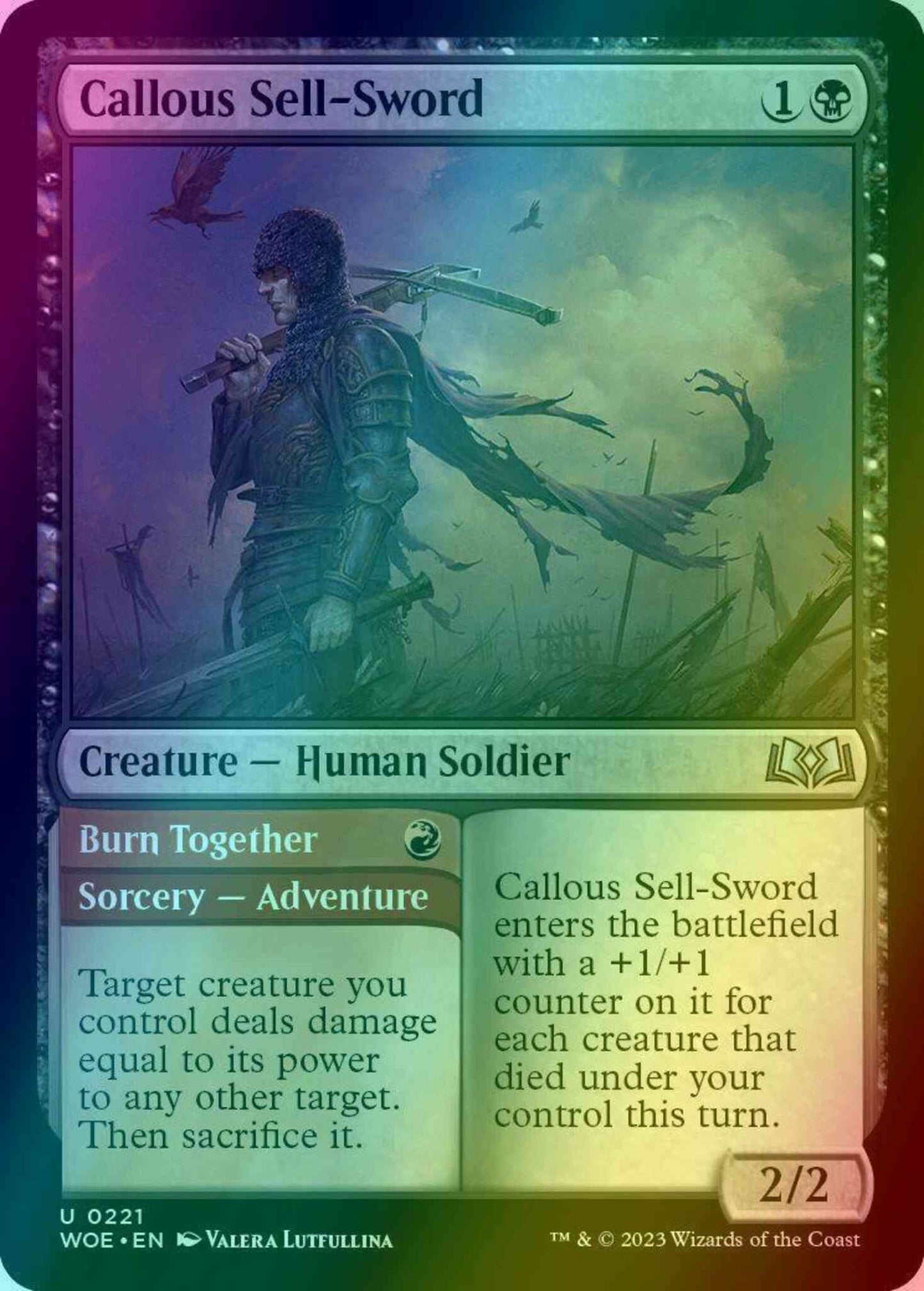 Callous Sell-Sword // Burn Together [221] [Wilds of Eldraine] [Foil]