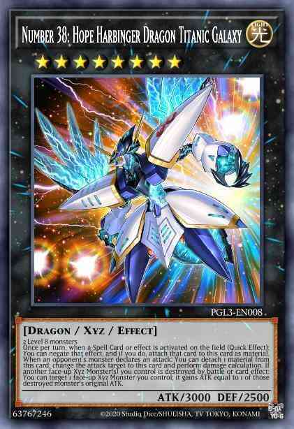 Number 38: Hope Harbinger Dragon Titanic Galaxy - PGL3-EN008 - Gold Secret Rare - 1st Edition