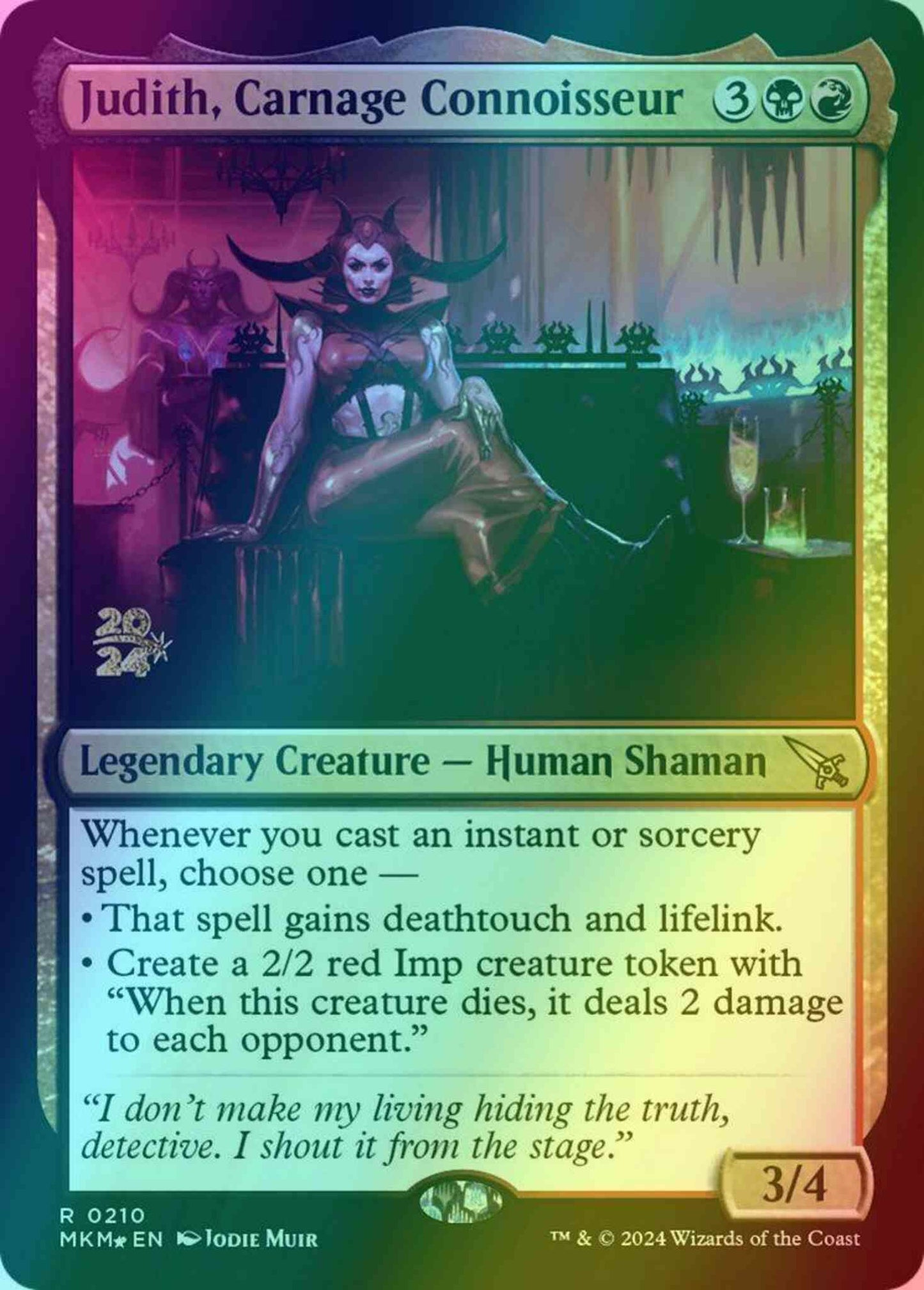 Judith, Carnage Connoisseur [210s] [Prerelease] [Murders at Karlov Manor: Promos] [Foil]