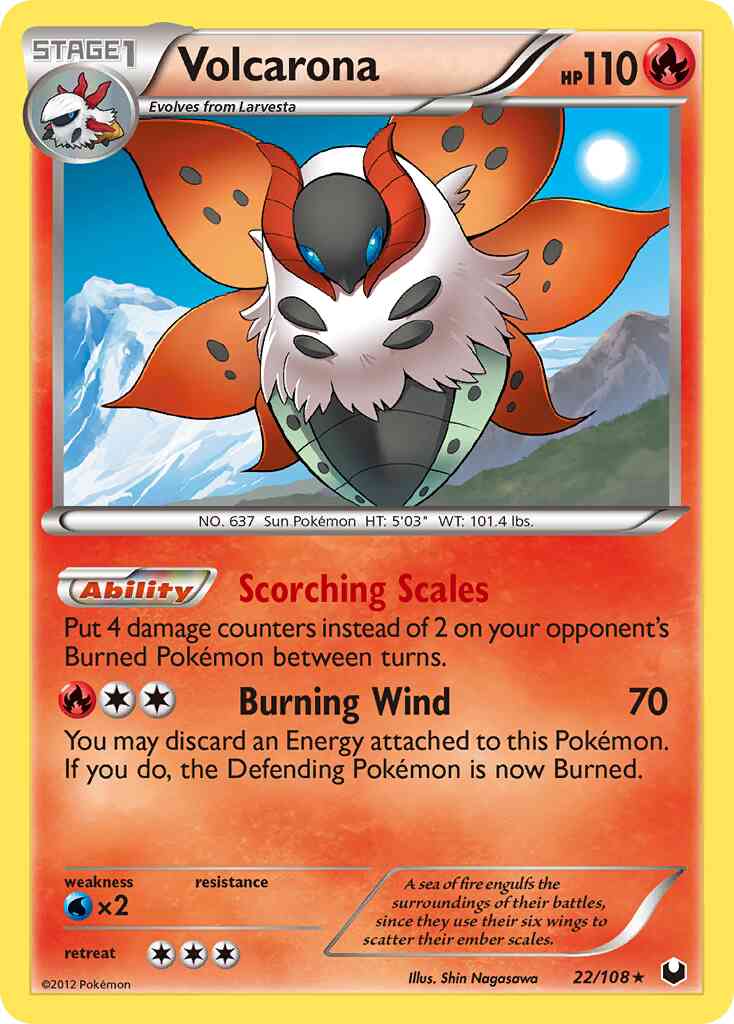 Volcarona - 22/108 - Rare Holo [bw5-22] [Reverse Holo]