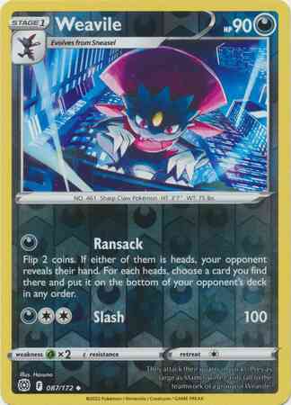 Weavile - 087/172 - Uncommon [swsh9-087] [Reverse Holo]