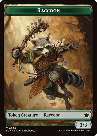 Elf Warrior Token (19) // Raccoon Token (20) [Foundations: Tokens] [Foil]