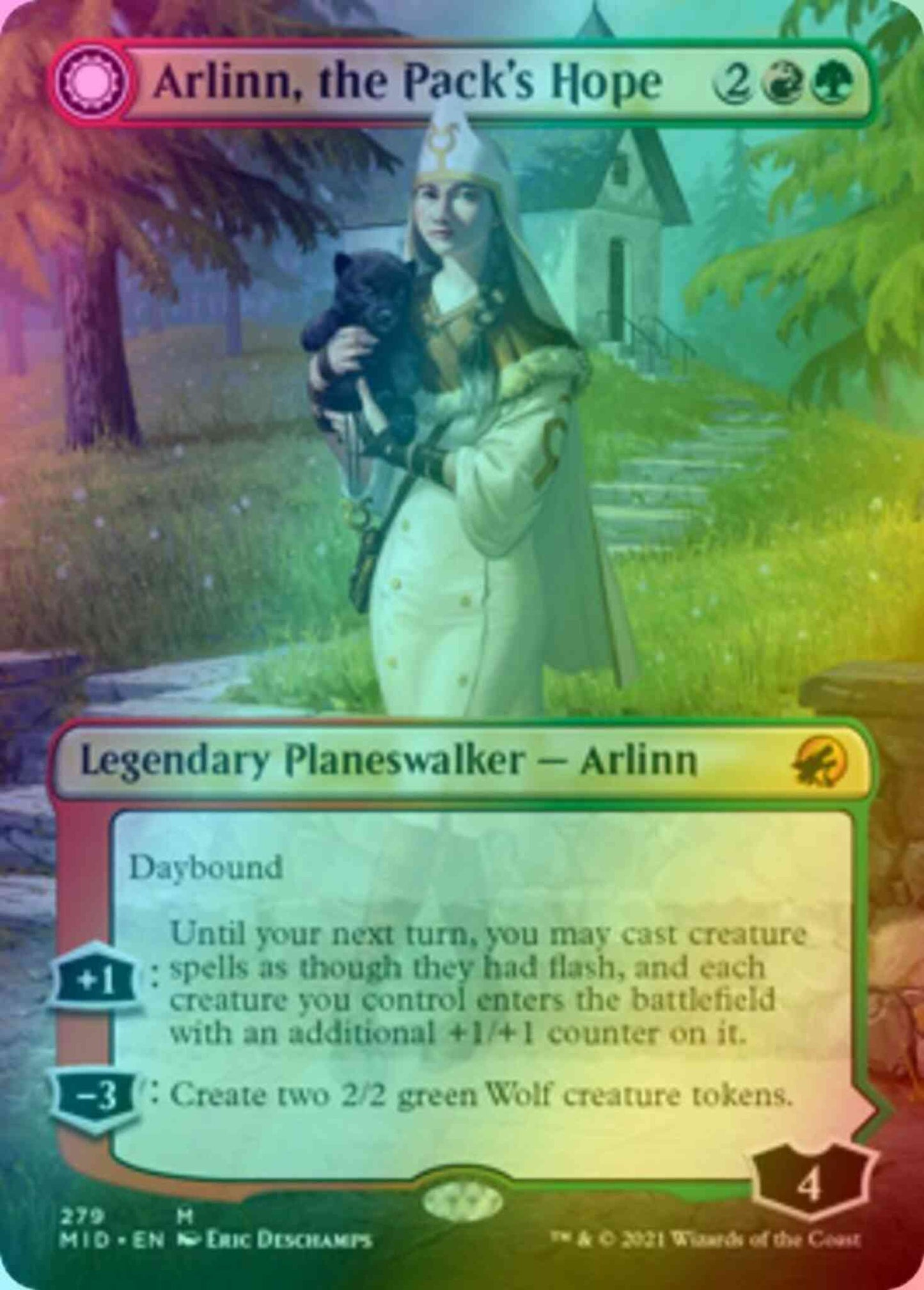Arlinn, the Pack's Hope // Arlinn, the Moon's Fury [279] [Borderless] [Innistrad: Midnight Hunt] [Foil]
