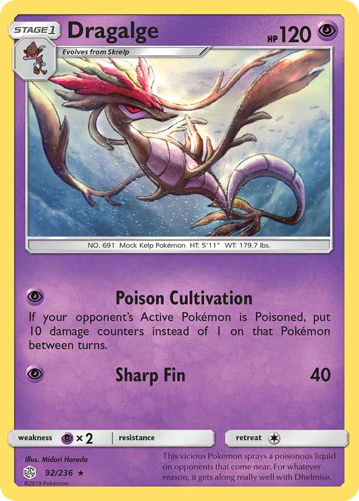 Dragalge - 92/236 - Rare [sm12-92] [Reverse Holo]