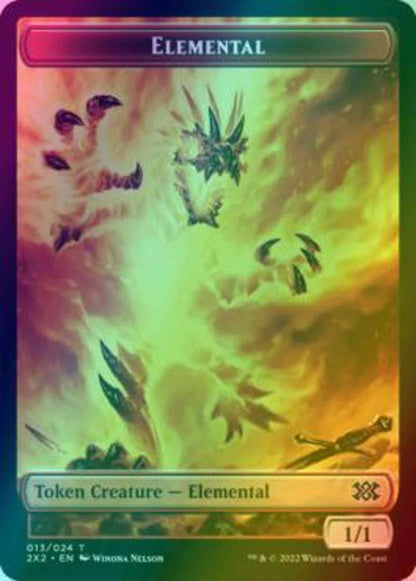 Elemental Token (13) // Phyrexian Golem Token (21) [Double Masters 2022: Tokens] [Foil]