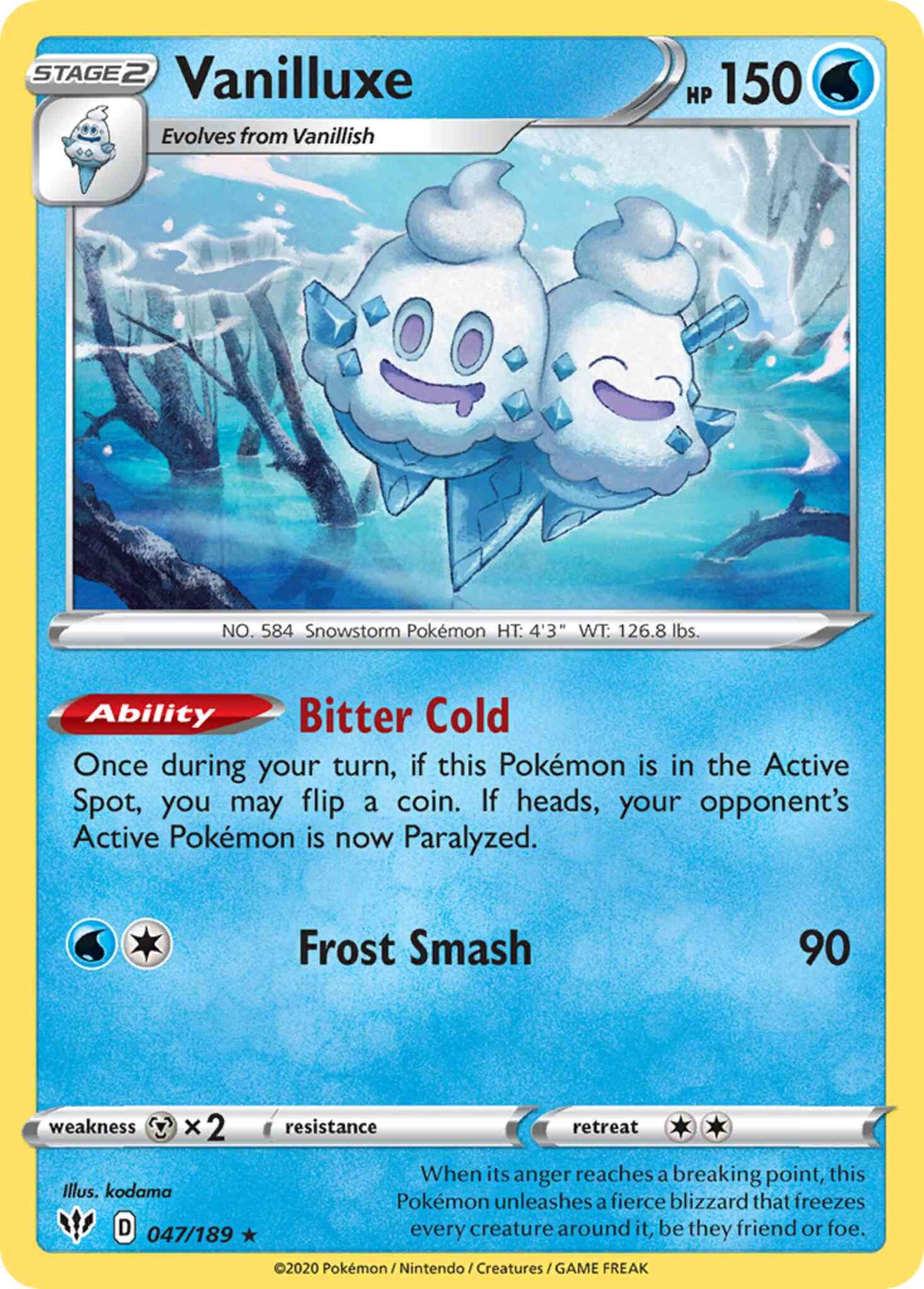 Vanilluxe - 047/189 - Rare [swsh3-047] [Reverse Holo]