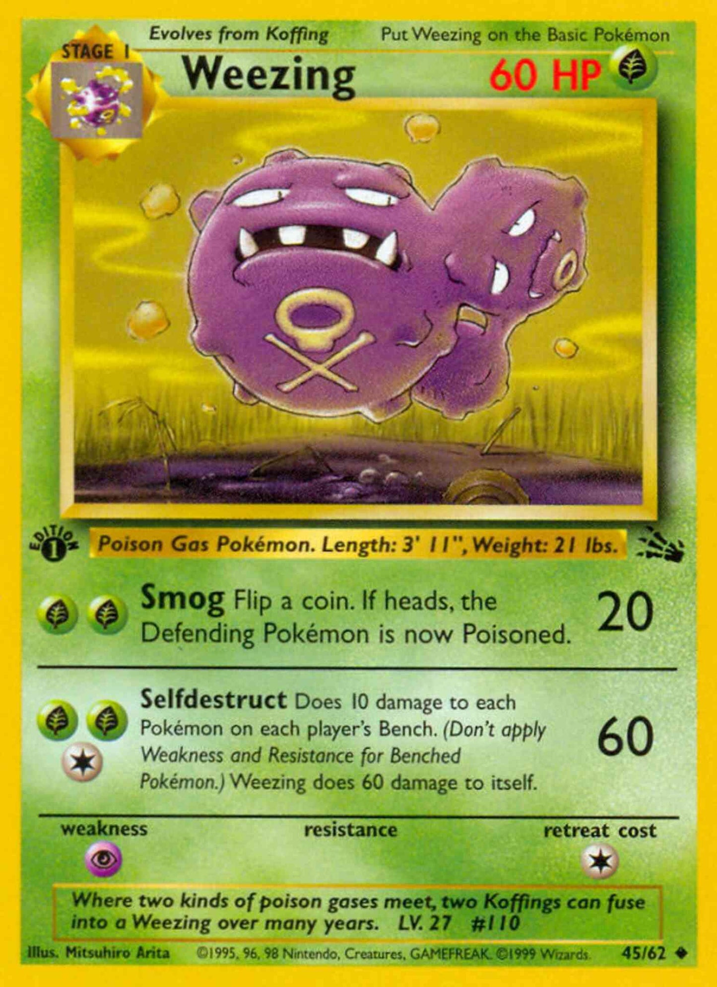 Weezing - 45/62 - Uncommon - 1st Edition [base3-45] [Non-Holo]