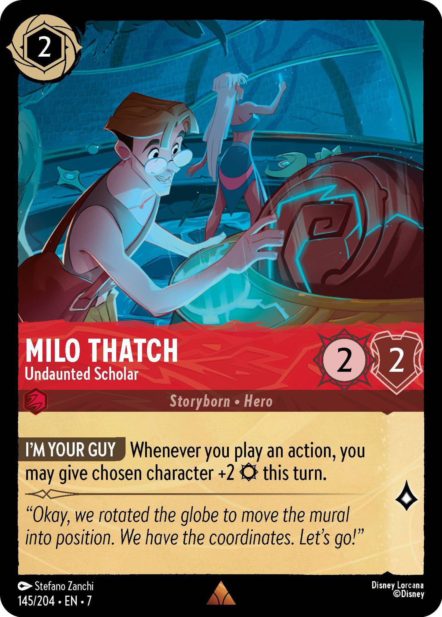 Milo Thatch - Undaunted Scholar - 145/204 [Archazia's Island] [Non-Foil]