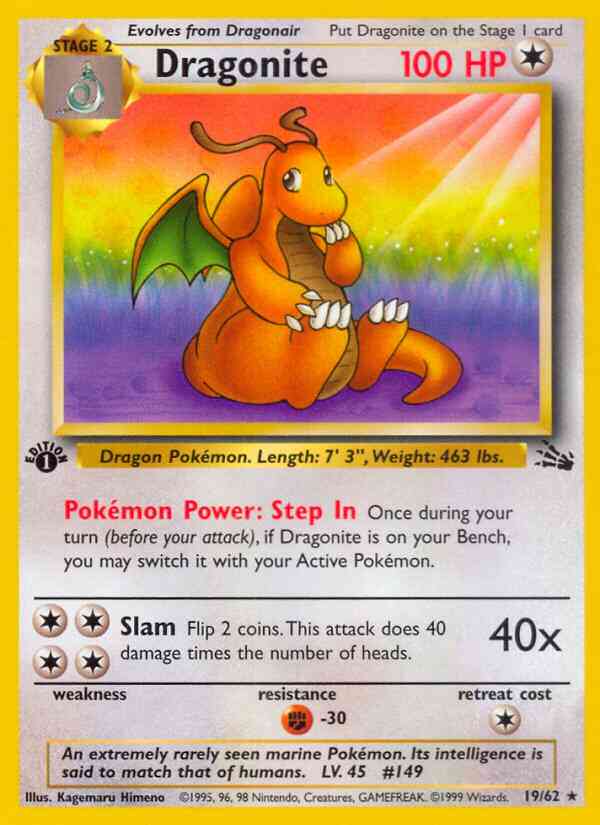 Dragonite - 19/62 - Rare - 1st Edition [base3-19] [Non-Holo]