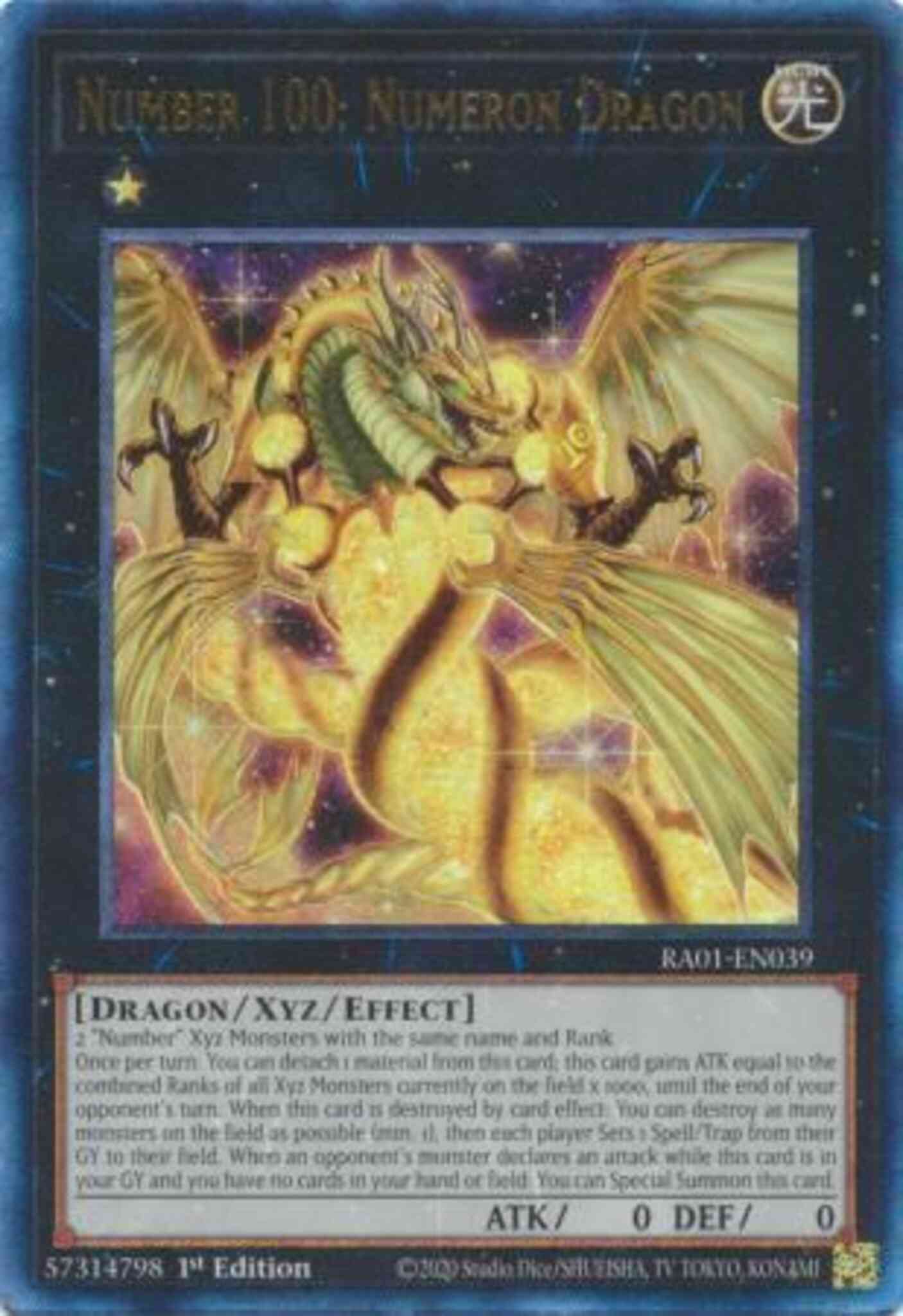 Number 100: Numeron Dragon - RA01-EN039 - Prismatic Ultimate Rare - 1st Edition