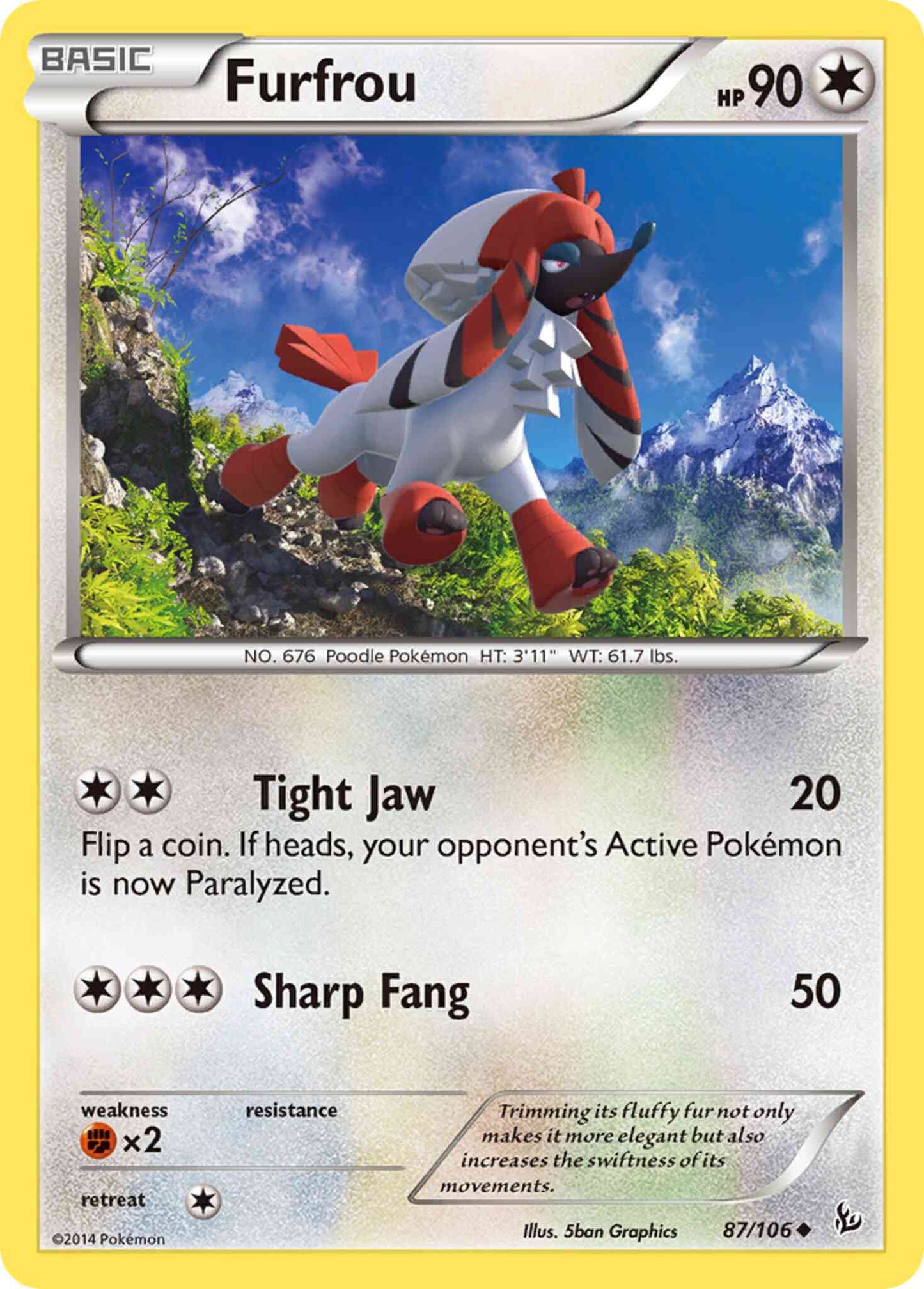 Furfrou - 87/106 - Uncommon [xy2-87] [Non-Holo]