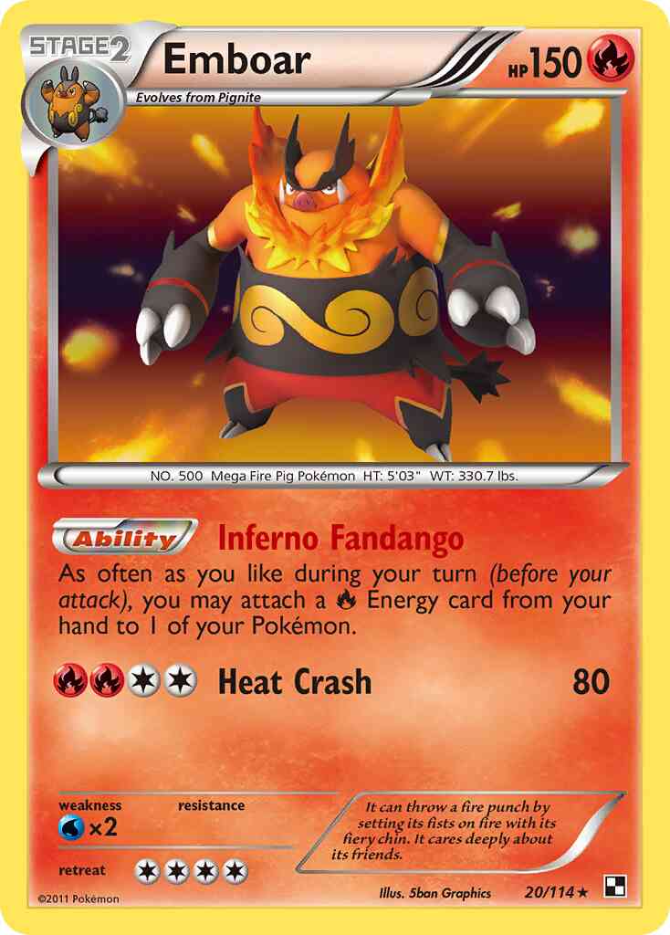 Emboar - 20/114 - Rare Holo [bw1-20] [Reverse Holo]