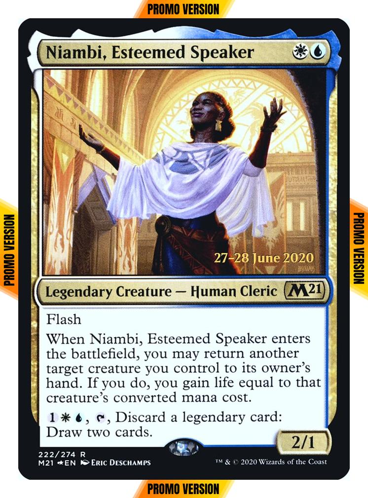Niambi, Esteemed Speaker [Prerelease] [222s] [Core Set 2021 Promos] [Foil]