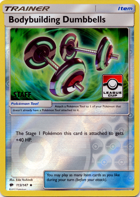 Bodybuilding Dumbbells - 113/147 - Staff Prerelease Promo [Reverse Holo]