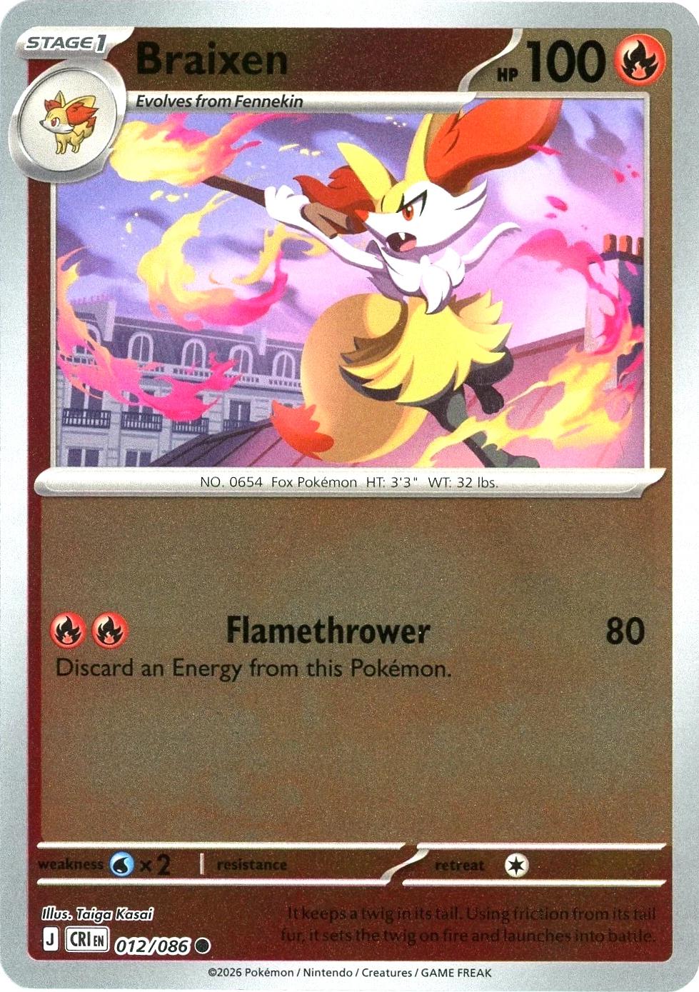 Braixen - 012/086 - Common [me04-012] [Reverse Holo]